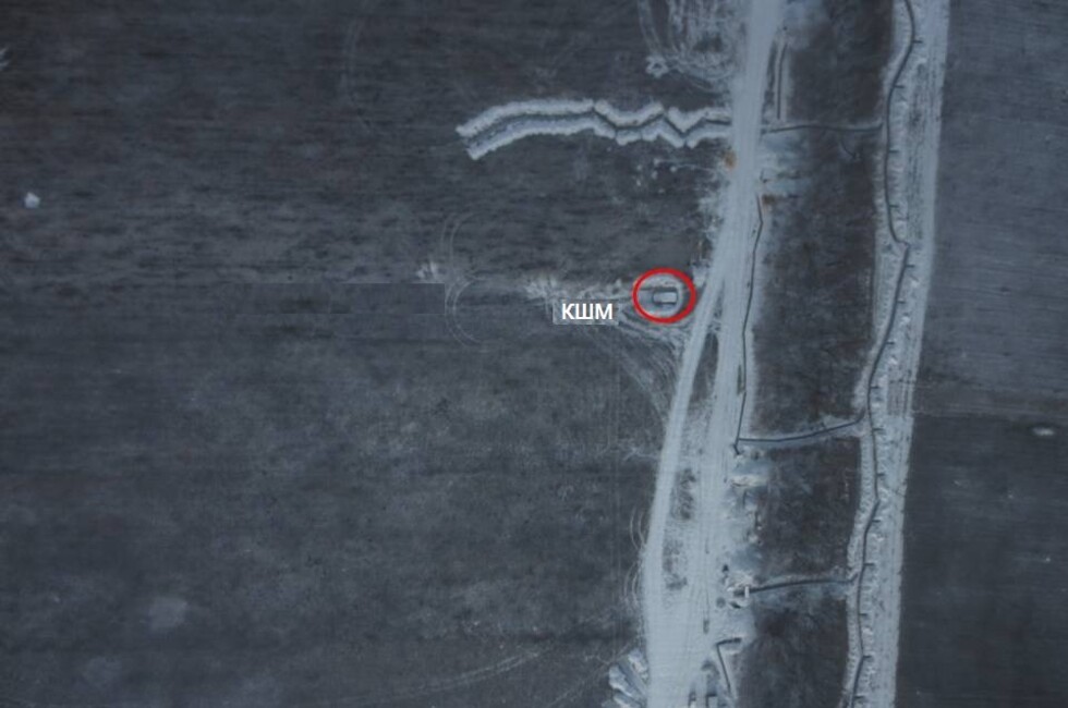 Техника ВСУ в н.п. Широкино. Кадр аэрофотосъемки