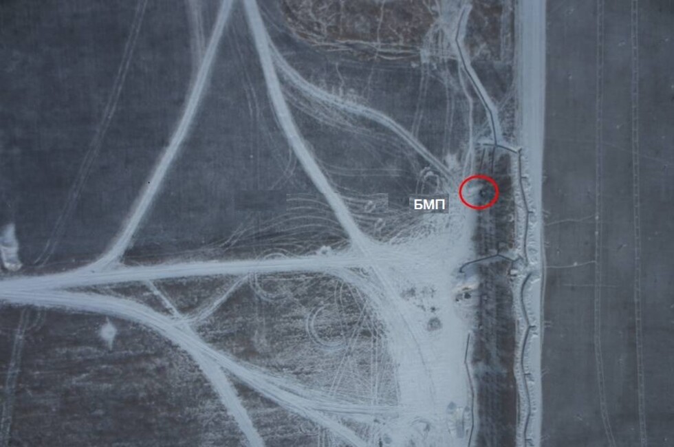 Техника ВСУ в н.п. Широкино. Кадр аэрофотосъемки