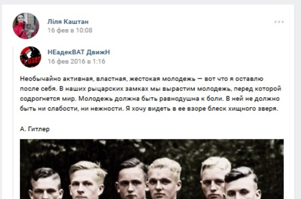 Фрагмент страницы Лилии Коц в сети "ВКонтакте"