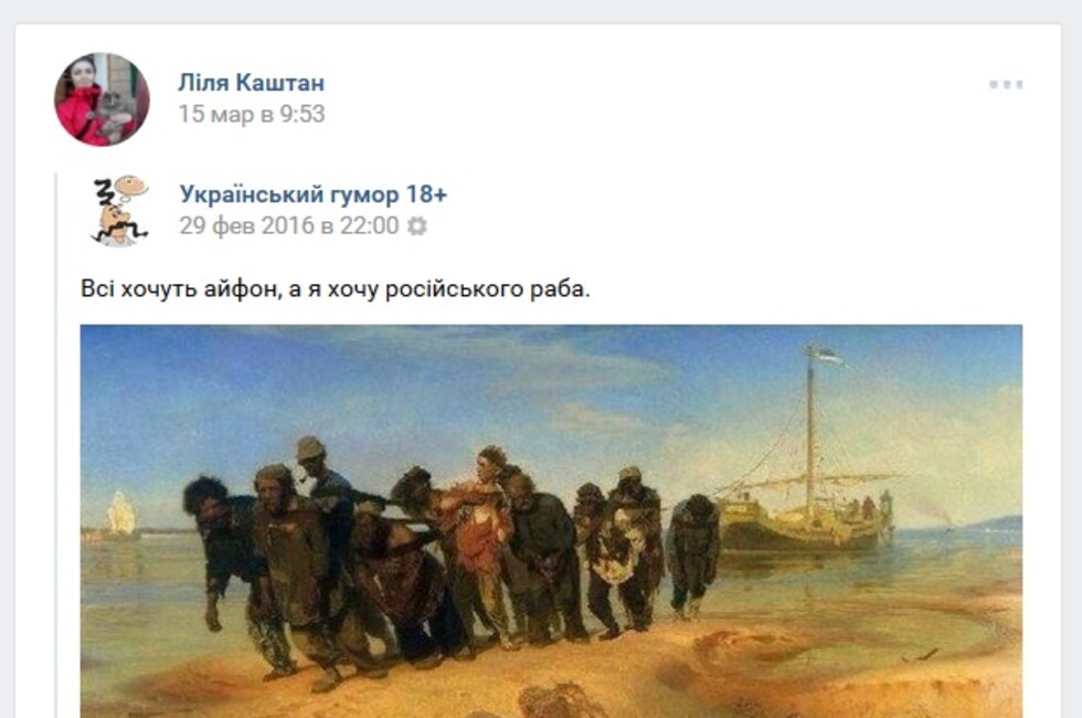 Фрагмент страницы Лилии Коц в сети "ВКонтакте"