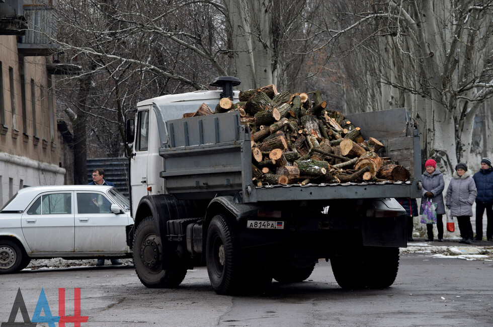 Фото: доставка дров жителям прифронтового поселка Гольмовский, Горловка, 2017 год, архив.