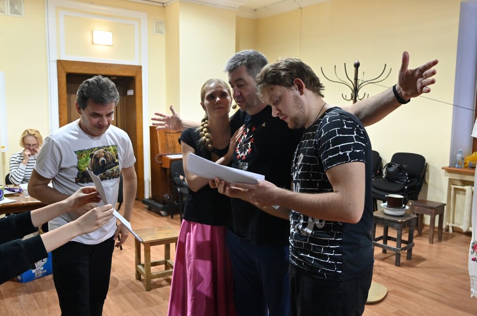 Репетиция спектакля "Поминальная молитва". Фото предоставлены МДТ им. М. М. Бровуна